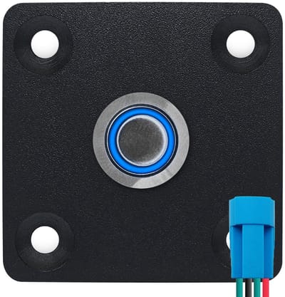 ProRide Metalen drukschakelaar Inbouwpaneel 12V ON-OFF - 12mm - met Aansluitkabel - 12V/24V - LED indicatie Blauw
