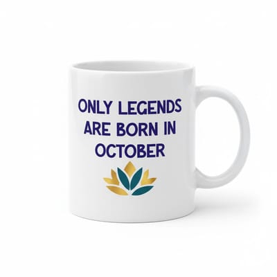 Only Legends Are Born in October Mok – 330 ml Keramische Koffiemok – Verjaardagscadeau voor Oktober Geborenen – Grappige Tekst Mok