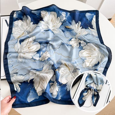 Dames Sjaal - Sjaals - Stola - Vierkante doek - Elegant Stijlvol Dames haar sjaal - Satijn zijde - Hals sjaaltje - Sjaaltje Satijn - Neksjaaltje - Omslagdoek Modesjaals - Neksjaal - Klein Sjaaltje -Olie schilderij op de hemelblad-70*70CM