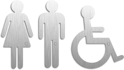 Toiletmat voor vrouwen, mannen en gehandicapten - 120mm zelfklevend, geborsteld roestvrij staal