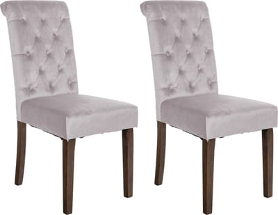 CLP Lisburn Set van 2 eetkamerstoelen - Zonder armleuning - grijs Fluweel