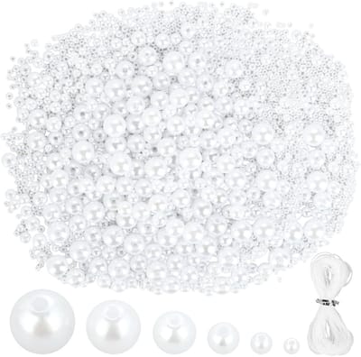 2060 Stuks Witte Kralen 3/4/6/8/10/12mm voor Armbanden, DIY Sieraden, Kralen voor Kettingen en Haaraccessoires