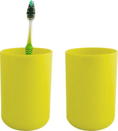 MSV Badkamer drinkbeker/tandenborstelhouder Porto - 2x - PS kunststof - appelgroen - 7 x 10 cm