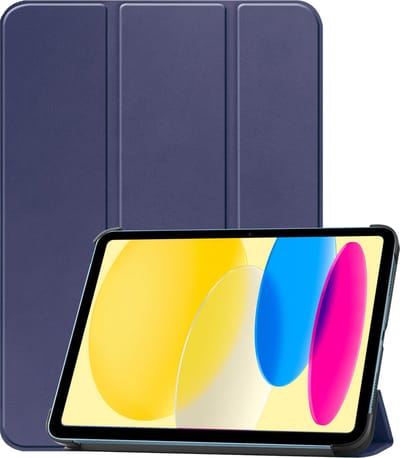 Hoesje Geschikt voor Apple iPad 10 (2022) - 10.9 inch - 10e Generatie - Dun & Stevig - Trifold Bookcase - Hard Cover - Hardcover Book Case - Tablet Hoes - Donkerblauw