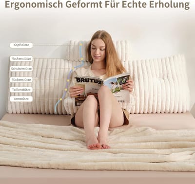Wigkussen bed - Wit - 150 x 50 x 20 cm - Ergonomisch Polyester Hoofdbordleeskussen - Voor Comfortabel Lezen en Ontspannen