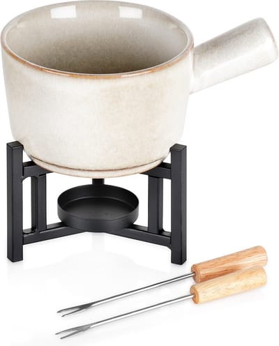 Fondueset Porselein 450 ml, 4 el. - Fonduepan - Kaas Fondue