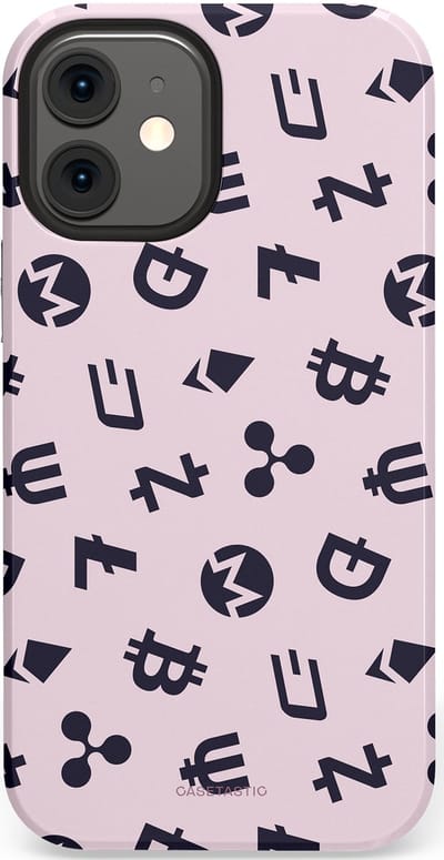 Casetastic Hoesje Geschikt voor Apple iPhone 12 Mini - Stijlvolle Beschermende Duo-layer Case - Crypto flow