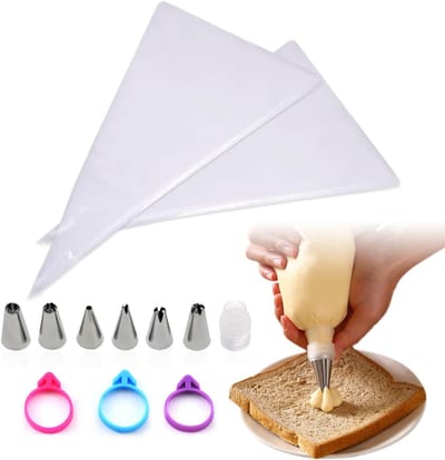 Famanu – spuitzakken set met 6 spuitmonden en 3 linten, voor het versieren van taarten, cupcakes en koekjes