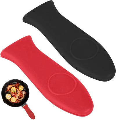 Pannengreep beschermer - Silicone - Hittebestendig Niet-glijdend - 2 Stuks - Voor Gietijzerpannen Rood