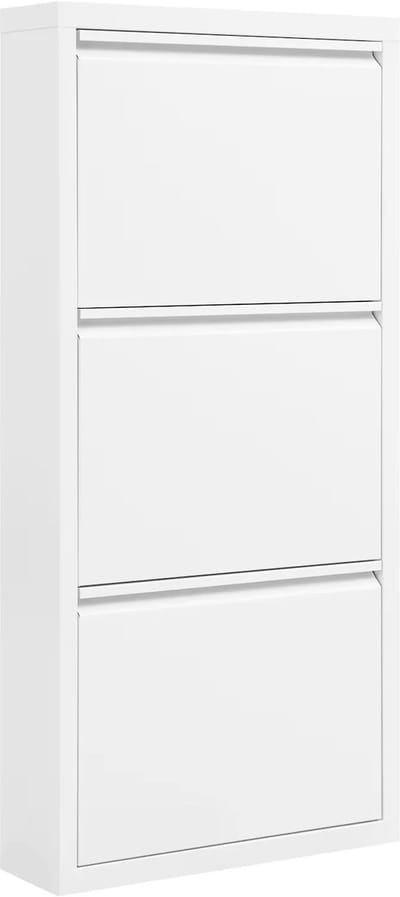 ITRONIQ Schoenenkast Wit - Opbergkast Hal En Gang - Schoenenkast Met Klepdeuren - Ruimtebesparend Design - 50x106x15 CM