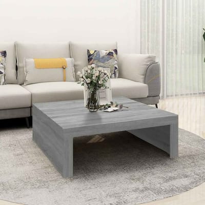 vidaXL - Salontafel - 100x100x35 - cm - bewerkt - hout - grijs - sonoma - eikenkleurig