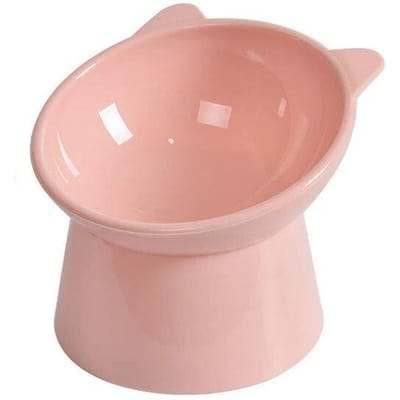 Nouveau bol pour chien et chat pour animaux de compagnie, bol pour chien à pied haut, protection du cou à 45 °, bol d'alimentation pour animaux de compagnie, bol d'alimentation binaural anti-renversement pour animaux de compagnie rose