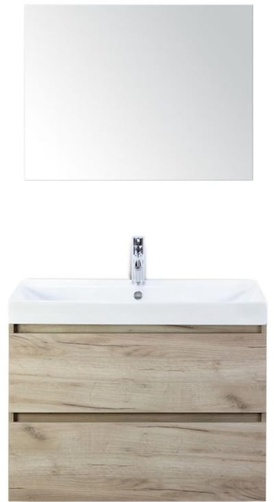 Maxx XL Badmeubelset 80 cm - Craft Oak - Wastafel Just 1 Kraangat met Spiegel