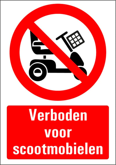 Verboden voor scootmobielen sticker 210 x 297 mm