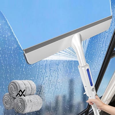 Nevolis Raamwisser met microvezelpads 3-in-1 telescoopstang raamreiniging voor douchedeuren autoruiten .