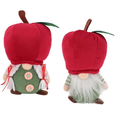 Koppel Rode Appel Kabouters Gezichtloze Pop Gezichtloze Pop Tafelbeeldje Kleine Vakantie Dwerg Decor voor red