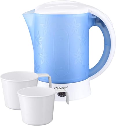 Reis Waterkoker - Mini Ketel - Koffie en Thee - Inclusief Twee Mokken - 0.6 Liter - Wit