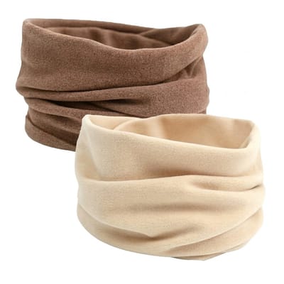 Koffie beige nekwarmer unisex effen fleece hals doek set van 2 stuks warme multifunctionele tube sjaal voor winter sport wandelen fietsen outdoor