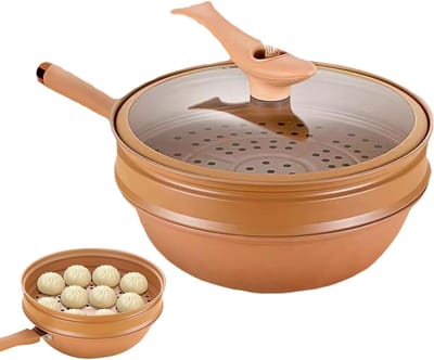 IJzeren Wok - Koekenpan met deksel - Dagelijks koken - Energieconcentrerend - 32 cm - Zwart