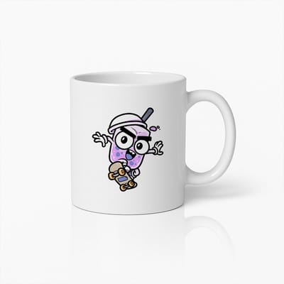 Leuke Skateboard Bubble Tea Cartoon Mok – Grappig Koffiebeker Cadeau voor Drinkliefhebbers