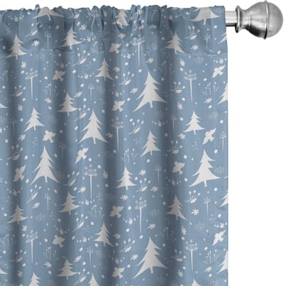 ABAKUHAUS Wintergordijnen – 2-delige set 75x245 cm – microvezel, halfverduisterend – blauw/grijs/wit