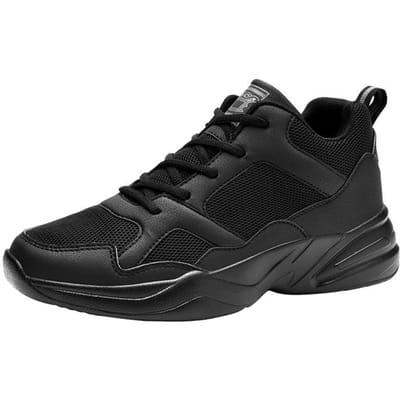 Baskets d'été décontractées et respirantes pour hommes, chaussures de course légères en maille, semelle épaisse surélevée, chaussures d'extérieur classiques 39 noir