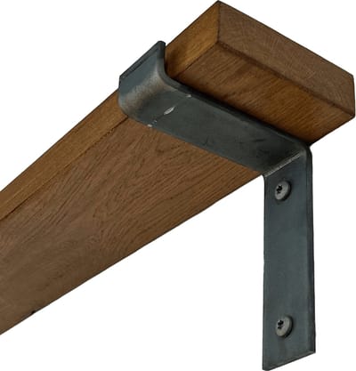GoudmetHout® Wandplank Industrieel - 180 x 10 cm Muurplank - Donker Eiken Hout - Decoratie Wandrek & Boekenrek - Hangplank Keuken - Wall Shelf + 2 Plankdragers van Ruw Staal