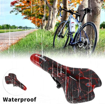 Ademend Fietszadel voor Mannen en Vrouwen, Schokabsorberend PU Zadel voor Mountainbike en Racefiets, Rood en Comfortabel