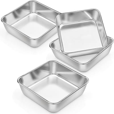 Set van 4 Vierkante Taartvormen 6 Inch - Gezonde Bakvormen