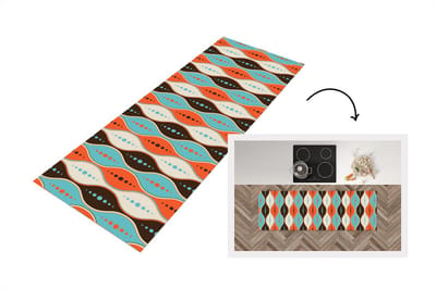 Keukenloper 150x50 cm - Keukenmat vinyl Retro - Cirkel - Design - Keukenmatten loper - Keuken vloerkleed tapijt