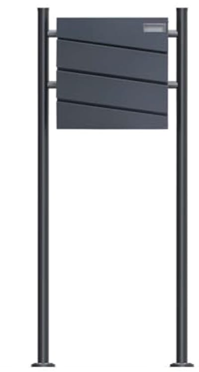 SCHARTEC SBS-SPB-1 Design staande brievenbus, vrijstaand, antraciet, met krantenvak, staande brievenbus