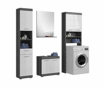 Scout badkamercombinatie wit hoogglans MDF TZ rookzilver NB - 34x190x191cm