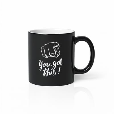 You Got This Black Magic Mok 330ml – Zwarte Koffiemok met Motiverende Quote – Inspirerend Cadeau voor Vrienden & Collega’s