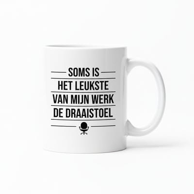 Grappige Office Mok 330ml – “Soms is het leukste van mijn werk de draaistoel” – Humor Koffiebeker voor Werk, Bureau & Collega Cadeau