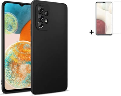 MoDo hoesje geschikt voor Samsung Galaxy A23 - Siliconen/TPU/Kunststof Back Cover - Zwart met screenprotector