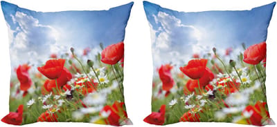 ABAKUHAUS Countryside kussenhoezenset (2 stuks), Lenteweide, 40 cm, veelkleurig