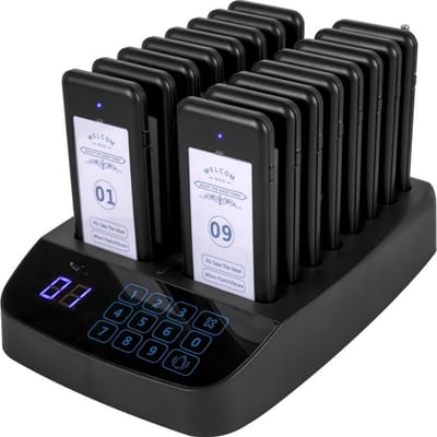Pieper - Pager - Horeca Pager Systeem - 16 Piepers - Draadloos - Oproepsysteem Horeca - Touchscreen -98 kanalen - Herinneringsmethode: trillingen, flits, zoemer