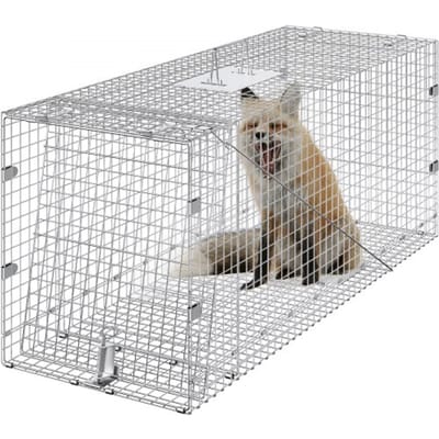 VEVOR Levende Dierenval, 127 x 50 x 66 cm, Humane Kattenval van Gegalvaniseerd Ijzer, Opvouwbare Dierenval met Handvat voor Zwerfhonden, Gordeldieren, Wasberen, Marmotten, Vossen