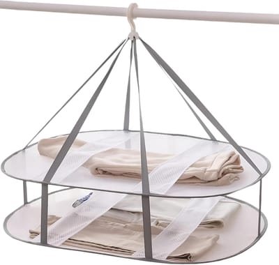 Droogrek voor kleding - Opvouwbaar plat droogrek voor kleding - Draagbaar droogrek van gaas - Geschikt voor appartementen, binnen en buiten, reizen, kleding, speelgoed, truien