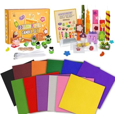Creatieve Kaarsen Maken Set voor Kinderen en Volwassenen - 12 Stuks Bijenwasplaten (20 x 20 cm)