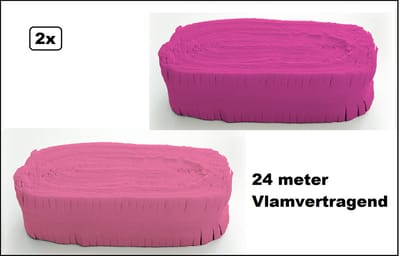2x Crepe guirlande pink en licht roze 24meter - Brandvertragend - Slinger verjaardag vlaglijn festival thema feest party