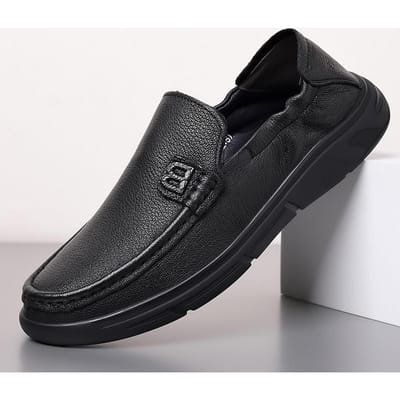 Nieuwe Heren Zachte Schapenvacht Schoenen Ronde Neus Casual Schoenen Ademend Luie Schoenen Zachte Zool Erwten Schoenen Heren 44 black