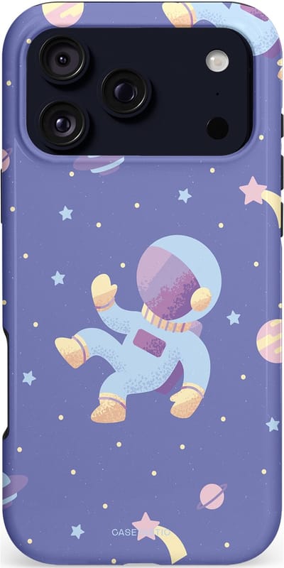 Casetastic hoesje geschikt voor Apple iPhone 17 Pro Max - MagSafe - Dubbellaagse bescherming - Vliegen in de ruimte - Fashion Case - Lavendel Lichtgrijs