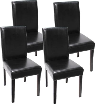 Set van 4 eetkamerstoelen Keukenstoel Littau MVG-gecertificeerd ~ kunstleer, zwart donkere poten