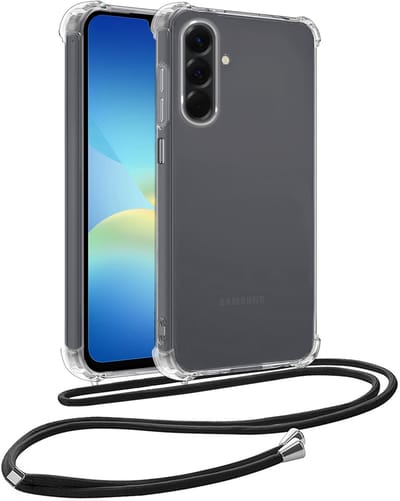Hoesje - Geschikt voor Samsung Galaxy A26 - Met Koord - Shock Proof - Siliconen Case - Telefoonkoord - Back Cover - Telefoon Hoes Shockproof - Telefoonketting - Telefoonhoes - Transparant
