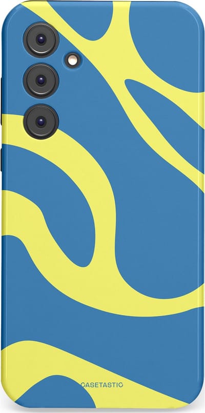 Casetastic hoesje geschikt voor Samsung Galaxy A35 - Dubbellaagse bescherming - Blauwe Gele Zee Stranden - Fashion Case - Lavendel Goud Lichtblauw
