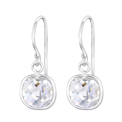 Aramat Jewels | Oorhangers | Vierkante Transparante Zirkonia Oorbellen | Aramat Jewels | | | |10mm | Zilver | Kinderen, Volwassenen | Verkleurd niet