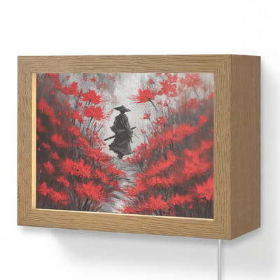 Wandlamp 20x15 cm - Oplaadbaar - Rode bloemen - mistig - Man - Wandlampen binnen woonkamer - Slaapkamer lamp met kabel - Decoratieve nachtlamp - Vloerlamp snoer