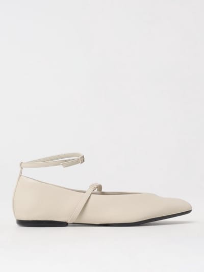 Ankle Strap Ballerina Flats Wo - Beige Ballet Flats