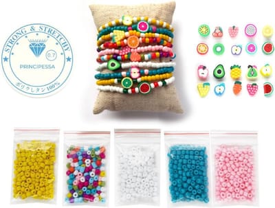 Zelf sieraden maken kralen pakket - Armbandjes en enkelbandjes – Fruit mix figuurkralen – 4mm rocailles – Geel, roze, turquoise, wit, Ibiza mix – Klei kralen – Fimo kralen – Polymeer kralen – DIY
